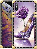Compatible with iPhone XR Case, High Heeled Purple Diamond Rose Luxury Golden by Unknown
