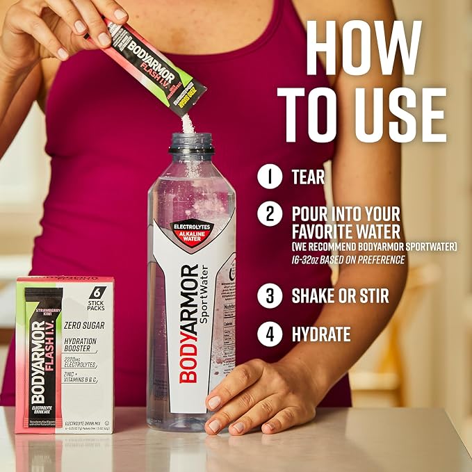 BODYARMOR Flash IV Electrolyte Packets, Strawberry Kiwi, Lemon Lime, & Tropical - Image 6