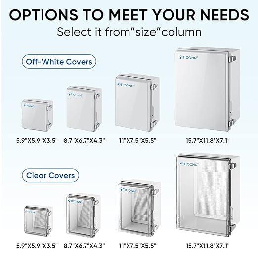 TICONN Outdoor Electrical Box Waterproof, Junction Box IP67 ABS Plastic - Image 2
