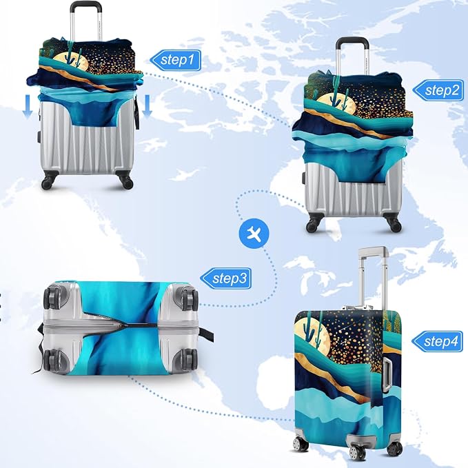 ANNA QUEEN Boho Night Desert Travel Luggage Cover -Stretchable Airplane - Image 6