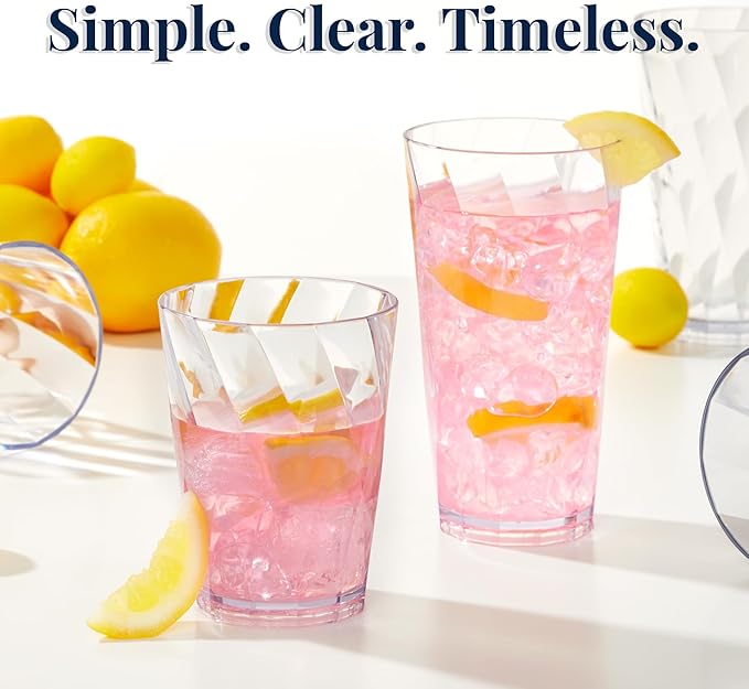 US Acrylic Optix Plastic Reusable Drinking Glasses 14oz Rocks & 20oz Water Cups - Image 6