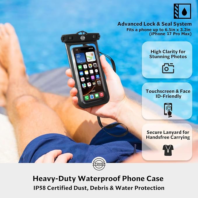 STOVER 5/10/25/30/40/55L Waterproof Dry Bag- Roll-Top Backpack w/Phone Case- - Image 7