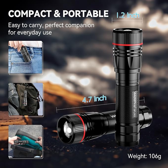 WdtPro Rechargeable Flashlights High Lumens, 1 Pack 10H Long Lasting Super - Image 4