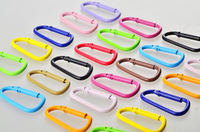 Carabiner Clip 24Pcs Metal Colored Keychain Clip D Spring Clips Cute Carabiner - Image 6