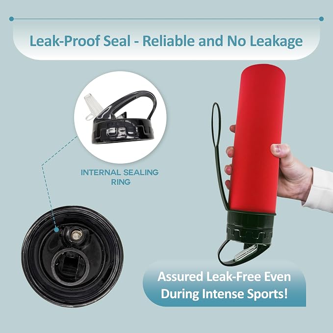 Collapsible Water Bottles 15oz, Odorless BPA-Free Silicone, Leak-Proof Foldable - Image 4