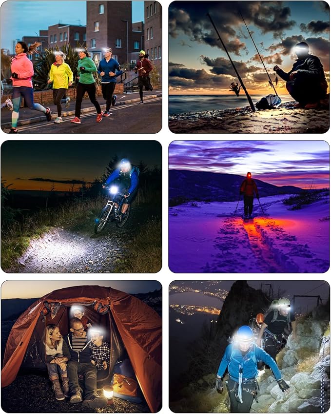 Headlamp Rechargeable 3 Pack, 230° Wide Beam Running Head Lamp Hands Free - Image 8