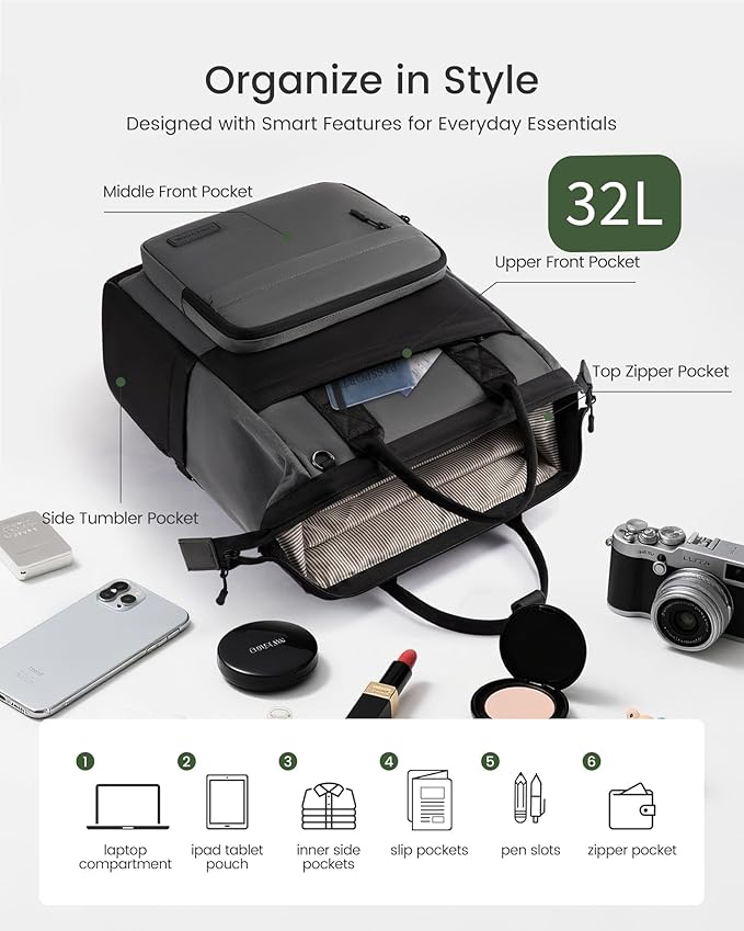 LOVEVOOK Laptop Backpack for Women, 17 Inch Travel Backpack for Work College - Image 3