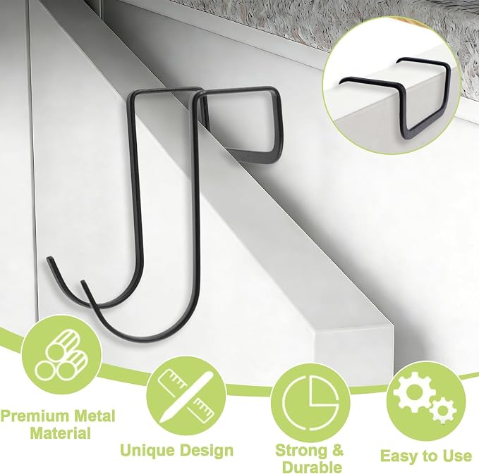 6Pcs Over Cabinet Double Hooks, Stainless Steel Over Cupboard Door Towel Hanger - Image 3