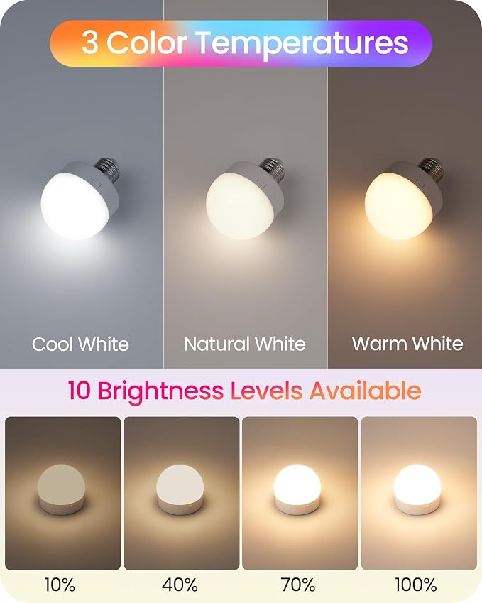 Rechargeable Light Bulbs with Remote Control, 4 Packs Battery Operated Light - Image 2