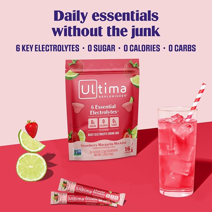 Ultima Replenisher Daily Electrolyte Powder – Strawberry Margarita, 16 - Image 2