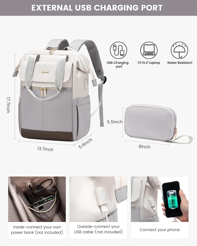 LOVEVOOK Laptop Backpack for Women, 15.6 Inch Work Laptop Bag - Image 4