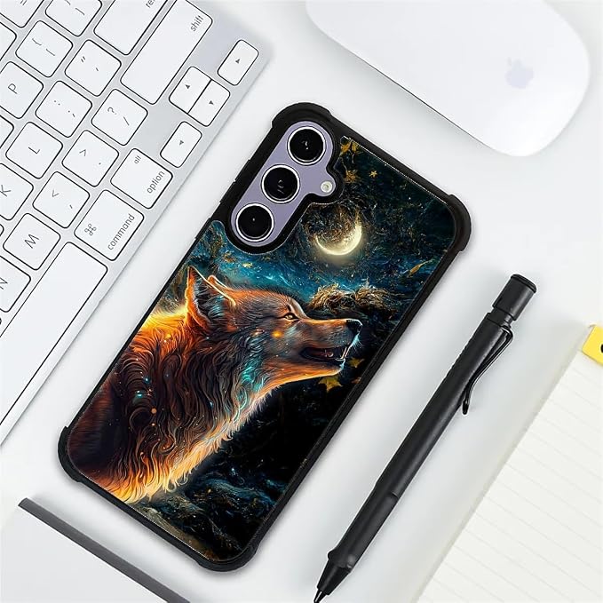 for Samsung Galaxy S24 S25 Case, Star Cave Hungry Wolf Pattern Graphic Design - Image 7