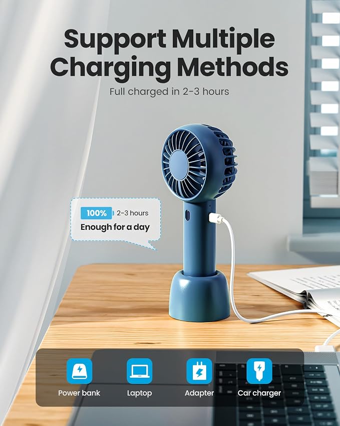 Gaiatop Mini Portable Fan, Cute Design, Powerful Wind, Handheld and Desktop - Image 6