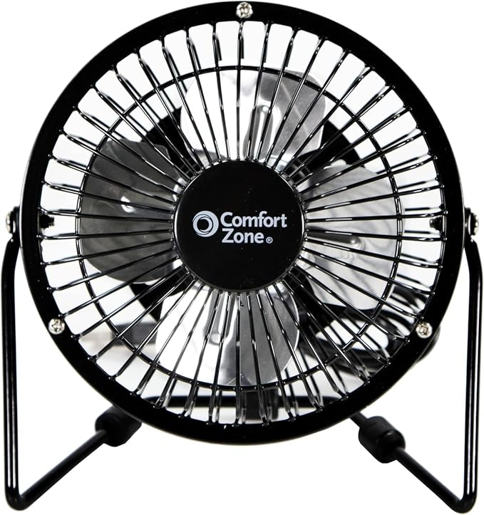 Comfort Zone 4-inch All-Metal Mini Desk Fan – High Velocity Portable USB Fan - Image 2