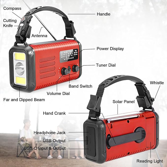Emergency Hand Crank Solar Radio 20000mAh - Image 4