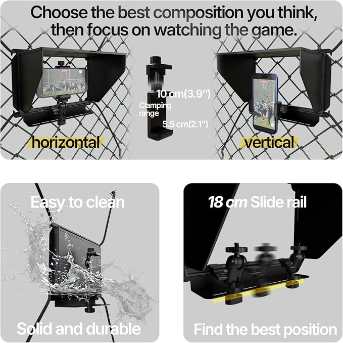 Cell Phone Fence Mount with Shade Game Recording Mounting Kit Compatible with - Image 5