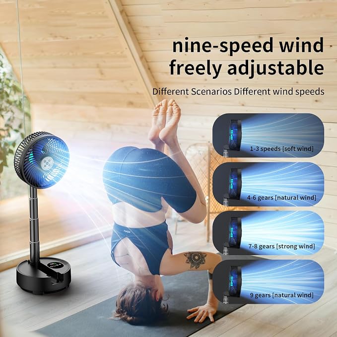 Socool 20000mAh 8 Inch Portable Fan Battery Operated Fans, Oscillating Charging - Image 3