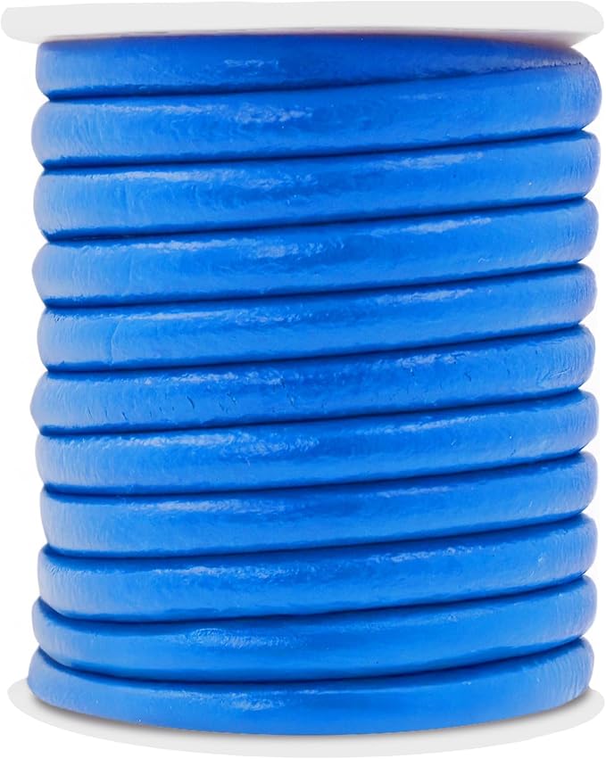 Mandala Crafts Round Genuine Blue Leather Cord - Image 2