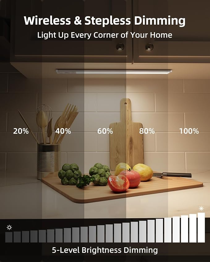 EZVALO 134 LED Under Cabinet Lights, 4000mAh Rechargeable Motion Sensor Light - Image 4