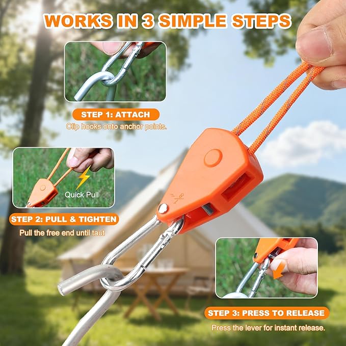 Longer 14ft Retractable Paracord Rope Tie Down Ratchet Strap Small Straps Mini - Image 6