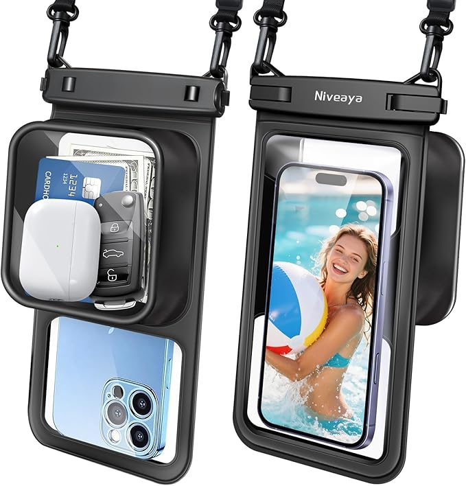 Niveaya [Floatable Floating Waterproof Phone Pouch 2 Pack-Up to 8.5", Large by Niveaya