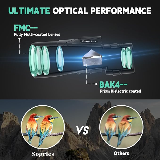 6-16x40 HD Zoom Binoculars for Adults, High Powered, Large View, BAK4 Prism - Image 2