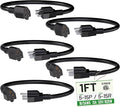 Short Extension Cord 1 Foot Black 5 Pack, 16/3 Gauge Indoor Power Extension by POWGRN