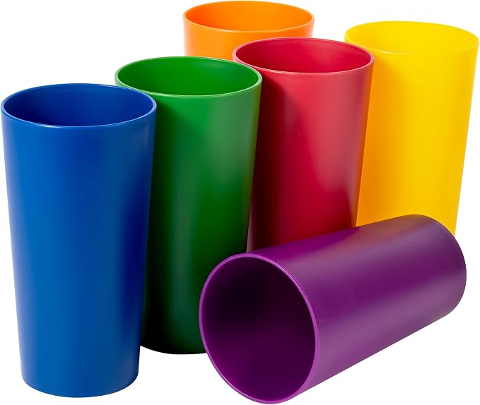 26-ounce Plastic Drinking Glasses Stackable Tumblers Water Cups Mixed Drinkware by ZAINCA