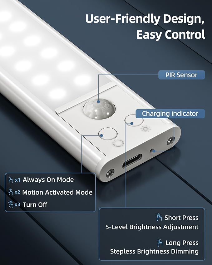 12inch Under Cabinet Lights, Motion Sensor Light Indoor, 2200mAh Rechargeable - Image 5