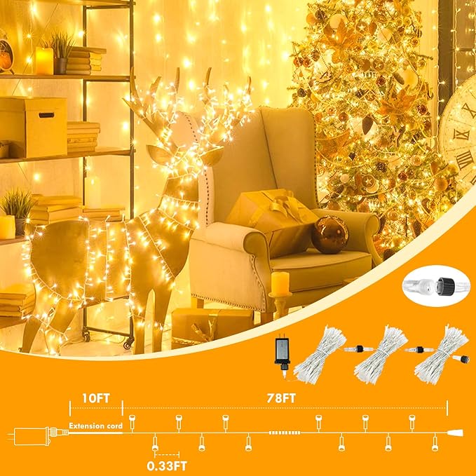 480LED 176FT Connectable String Lights Indoor Outdoor Clear Wire | Warm White - Image 7