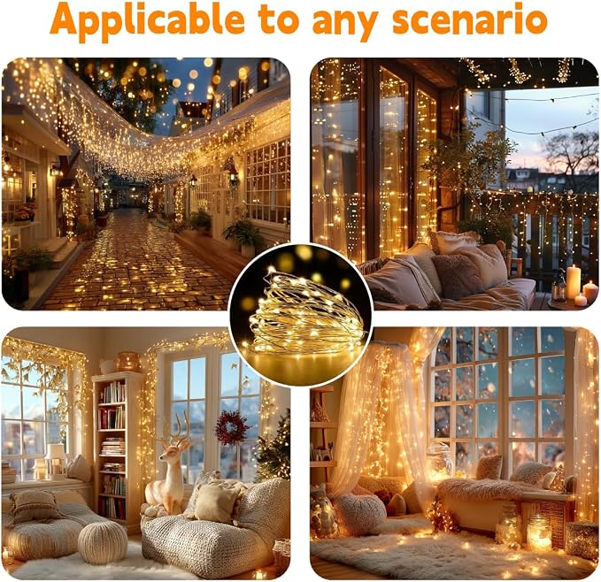 HXWEIYE 2-Pack 33FT 100LED Fairy Lights Battery Operated - Image 8