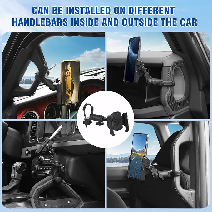 FUNY A Pillar Grab Handle Phone Mount Adjustable Direction Mobile Phone Holder - Image 7