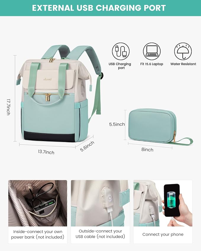 LOVEVOOK Laptop Backpack for Women, 15.6 Inch Work Laptop Bag - Image 4