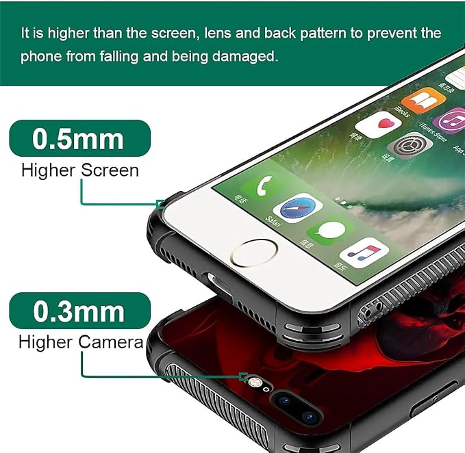 for iPhone 7 Plus/8 Plus Case, Gestures Funny Skull Pattern Graphic Design - Image 6
