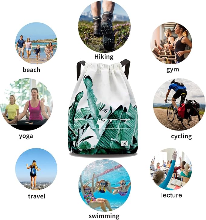 Waterproof Drawstring Bag, Gym Bag Sackpack Sports Beach Backpack - Image 4