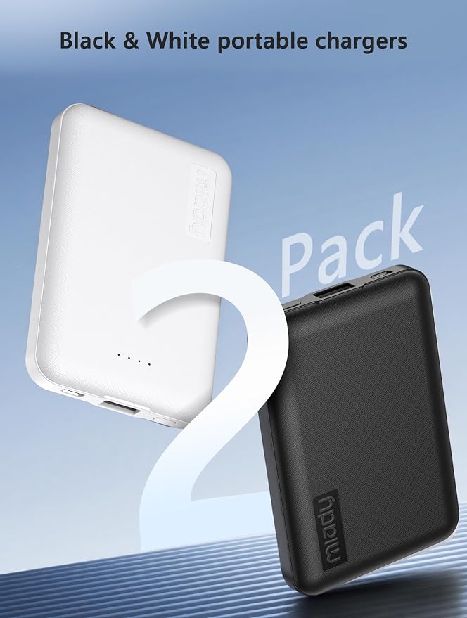 Miady 2-Pack 5000mAh Mini Portable Charger, 5V 2.4A USB-C Output Fast Charging - Image 2