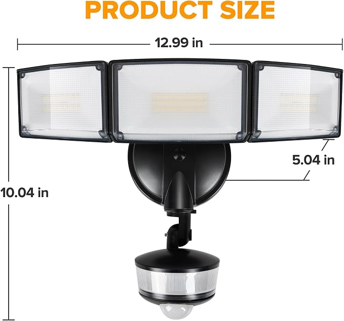 LUTEC 74W 8000 Lumen Motion Sensor Outdoor Lights, 5000K Daylight, IP65 - Image 7