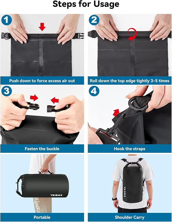 HEETA Waterproof Dry Bag for Women Men, 5L/10L/20L/30L/40L Roll Top Lightweight - Image 4