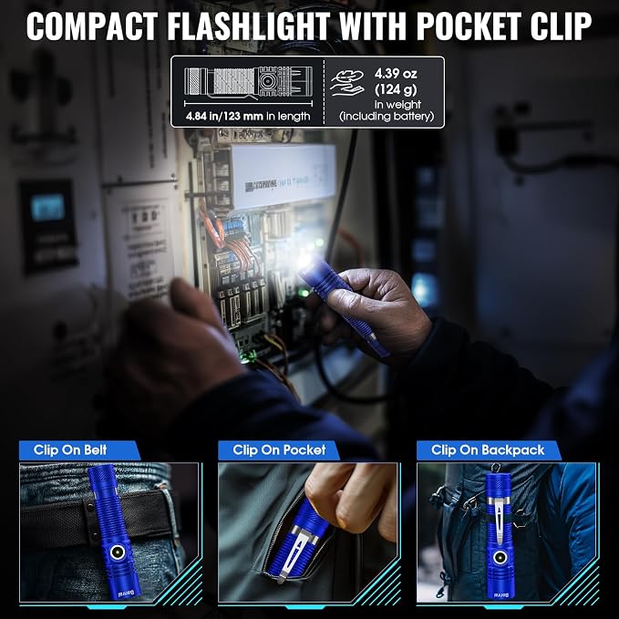 Banral Rechargeable Tactical Flashlights, High Lumens Small Mini USB-C LED - Image 3