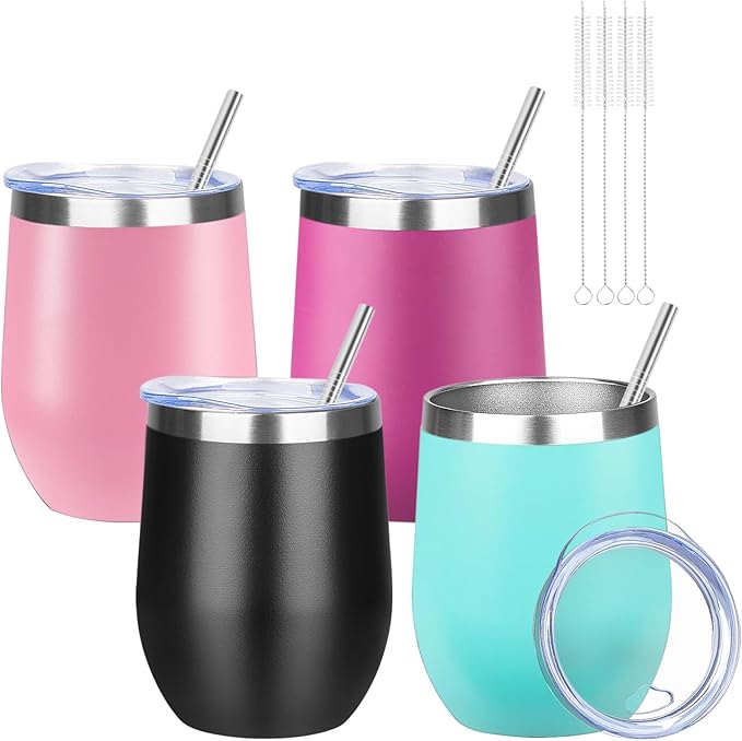 12oz/4 Pack Wine Tumbler Glasses by YEBTSLife
