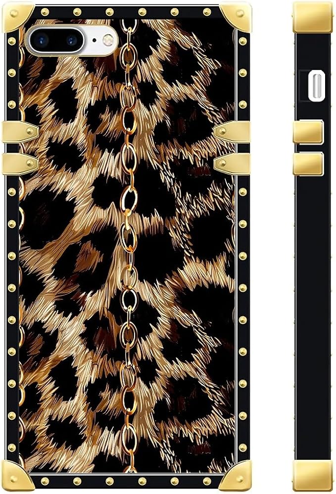 Compatible with iPhone 8 7 SE Case, Seamless Gold Chain Leopard Luxury Golden - Image 2