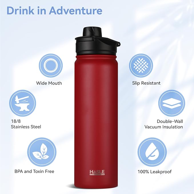 HASLE OUTFITTERS Insulated Water Bottle 22 oz Double Wall Stainless Steel Water - Image 2