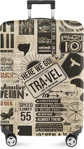 ANNA QUEEN Vintage Travel Collage Luggage Cover, Retro Suitcase Protector by ANNAQUEEN