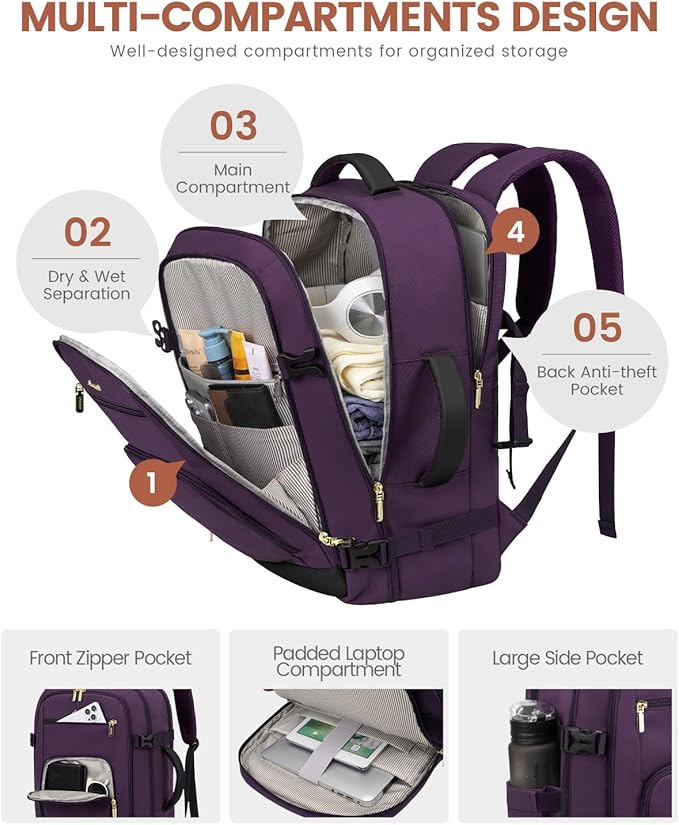 LOVEVOOK Carry On Travel Backpack - Image 4