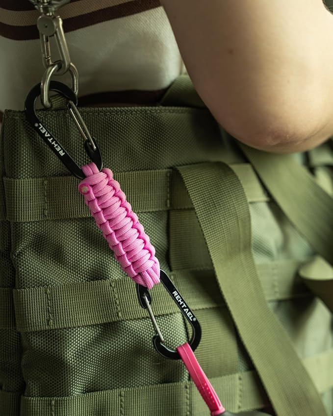 Paracord Braided Carabiner Keychain Lanyard Strap, Hanger Stroller Hook w/2 - Image 4