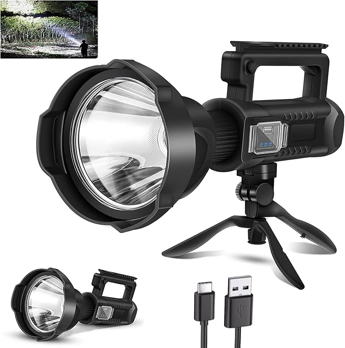 Rechargeable Spotlight, 000L High Lumens Led Spot Lights Outdoor Handheld Super by Sogidon