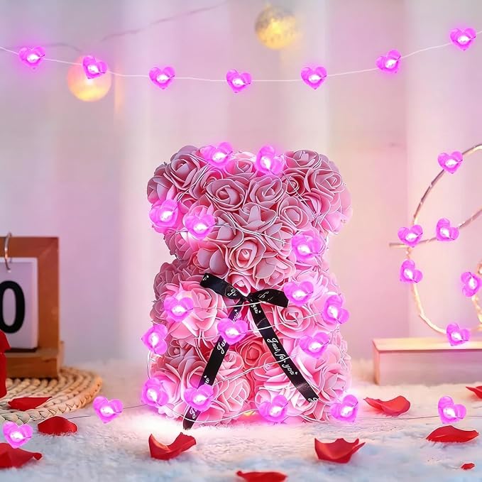 10FT Pink Heart Fairy Lights Battery Operated - Image 7