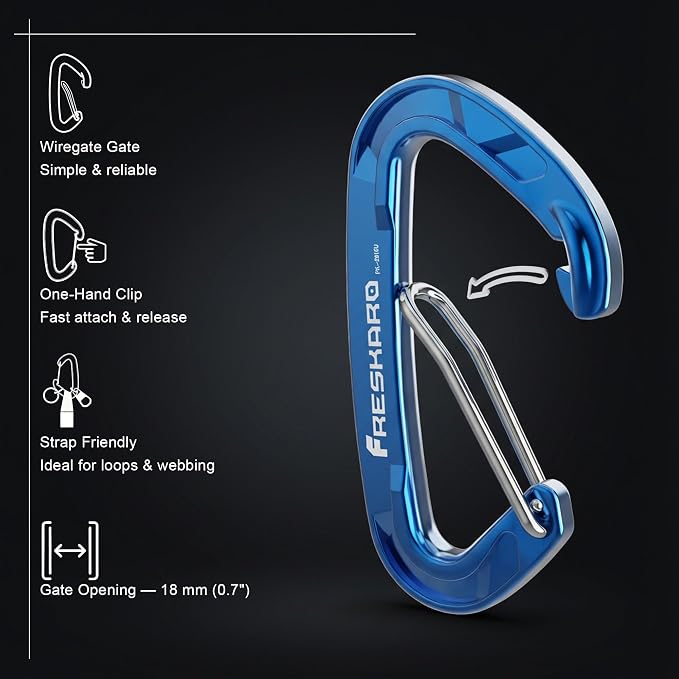 FresKaro 15kN-3372lbs Heavy Duty Wiregate Carabiners, Reliable Time-Tested - Image 3