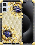 Compatible with iPhone 16 Case, Sunflower Diamonds Leather Luxury Golden by Unknown