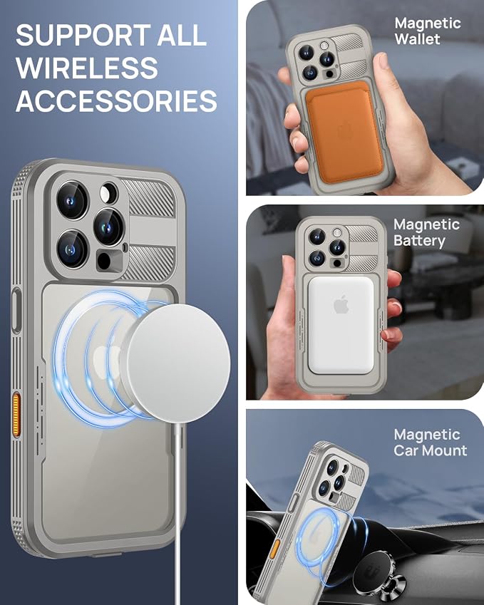 Lanhiem Magnetic for iPhone 16 Pro Max Case, IP68 Waterproof Dustproof Case - Image 3